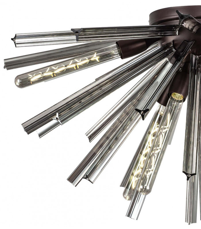 8 Light E27 Semi Flush Brown Oxide  Smoke Glass-5
