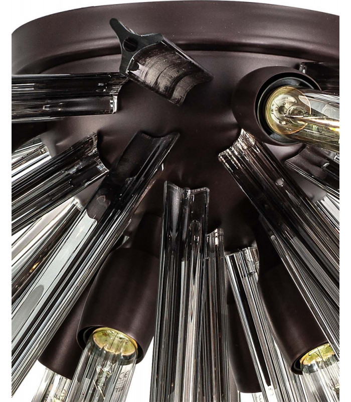 8 Light E27 Semi Flush Brown Oxide  Smoke Glass-6