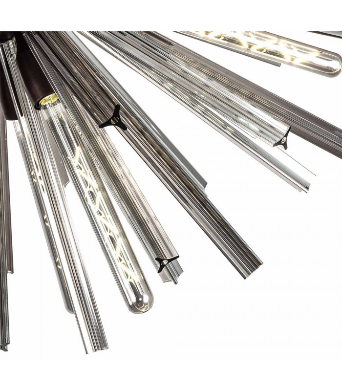 8 Light E27 Semi Flush Brown Oxide  Smoke Glass-7