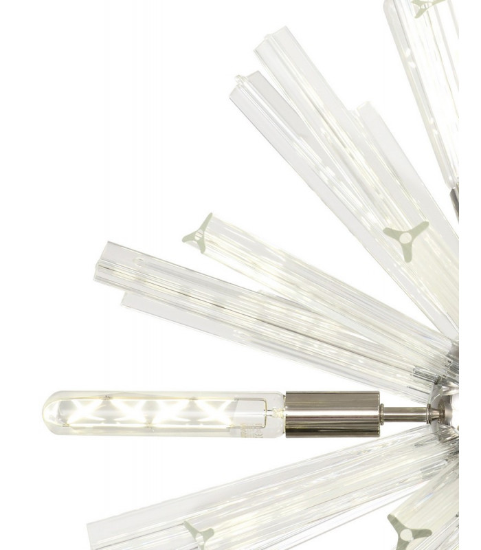 10 Light E14 Round Pendant Polished Nickel  Clear Glass-5