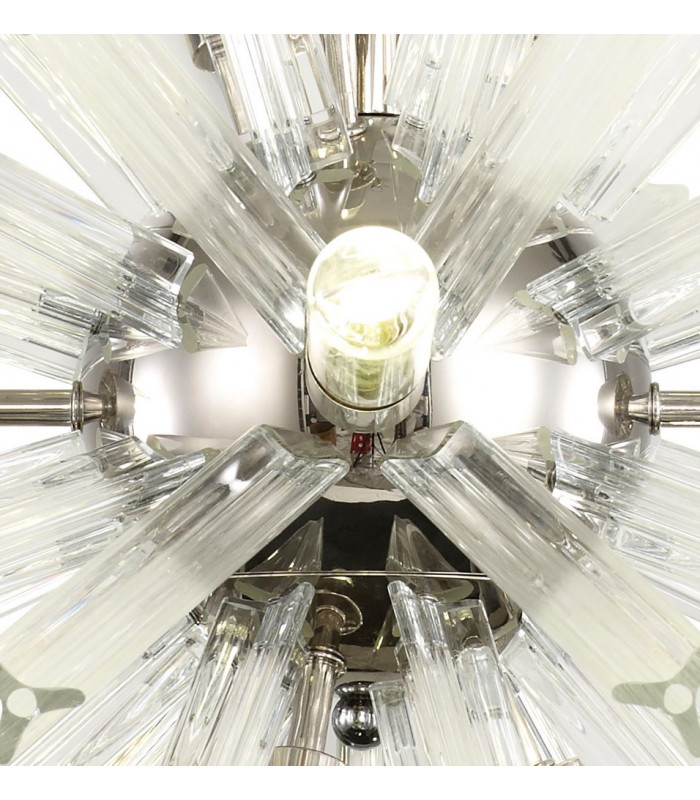 10 Light E14 Round Pendant Polished Nickel  Clear Glass-6