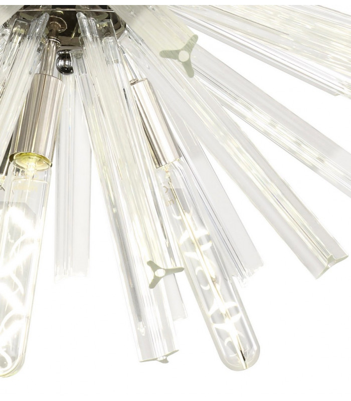 10 Light E14 Round Pendant Polished Nickel  Clear Glass-7