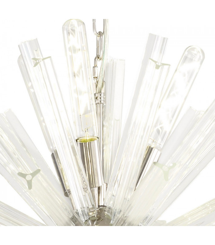 10 Light E14 Round Pendant Polished Nickel  Clear Glass-8