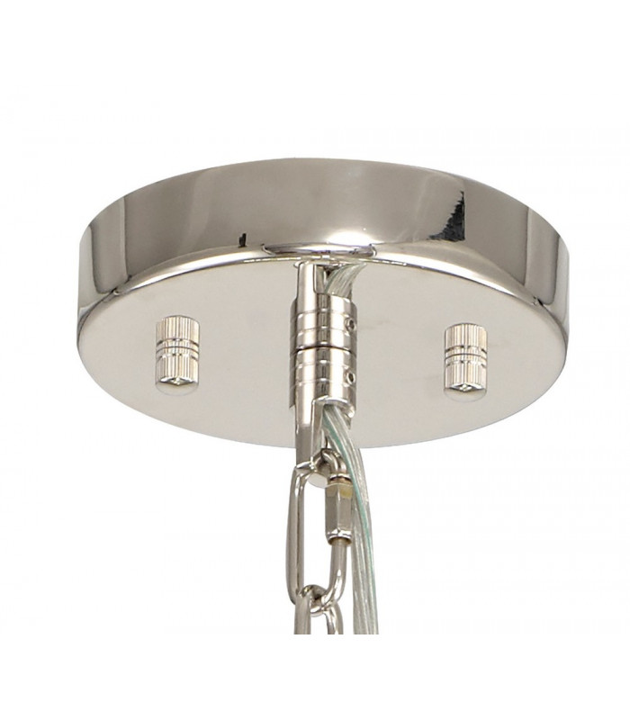 10 Light E14 Round Pendant Polished Nickel  Clear Glass-9