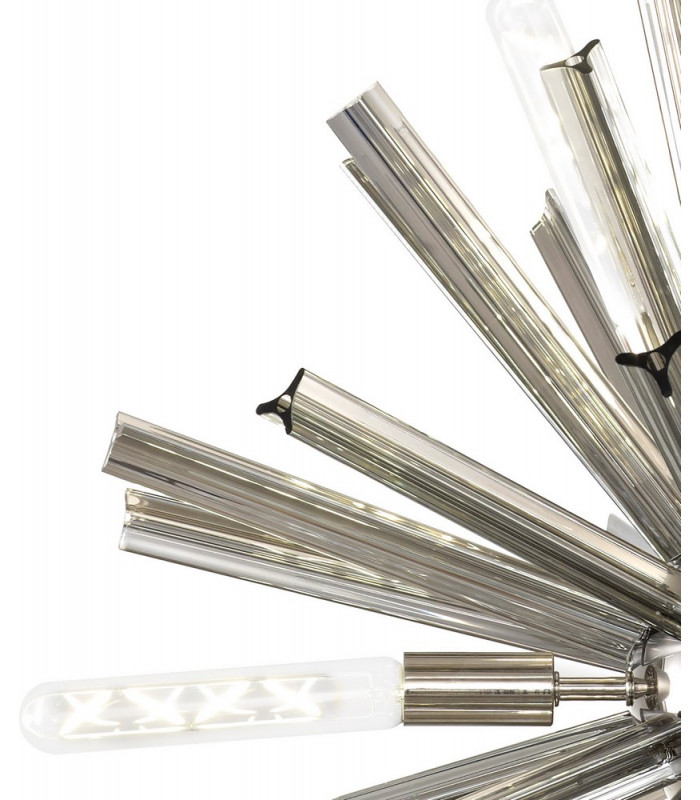 10 Light E14 Round Pendant Polished Nickel  Smoke Glass-5
