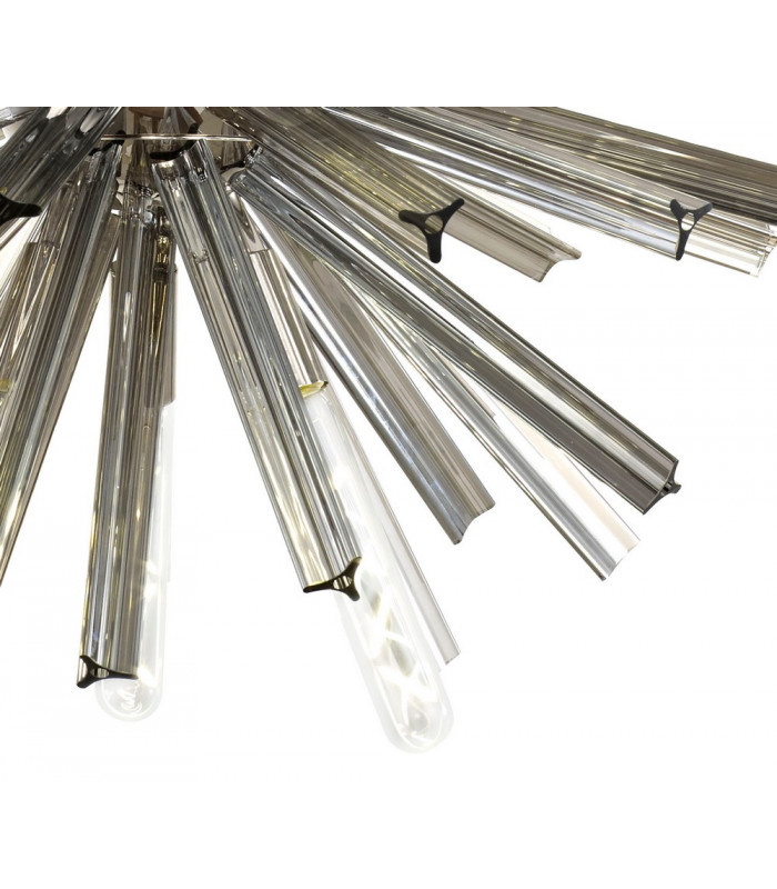10 Light E14 Round Pendant Polished Nickel  Smoke Glass-7