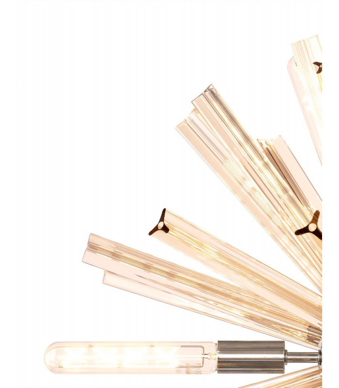 10 Light E14 Round Pendant Polished Nickel  Champagne Gold Glass-5