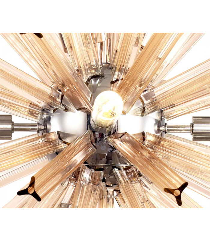 10 Light E14 Round Pendant Polished Nickel  Champagne Gold Glass-6