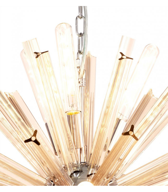 10 Light E14 Round Pendant Polished Nickel  Champagne Gold Glass-8