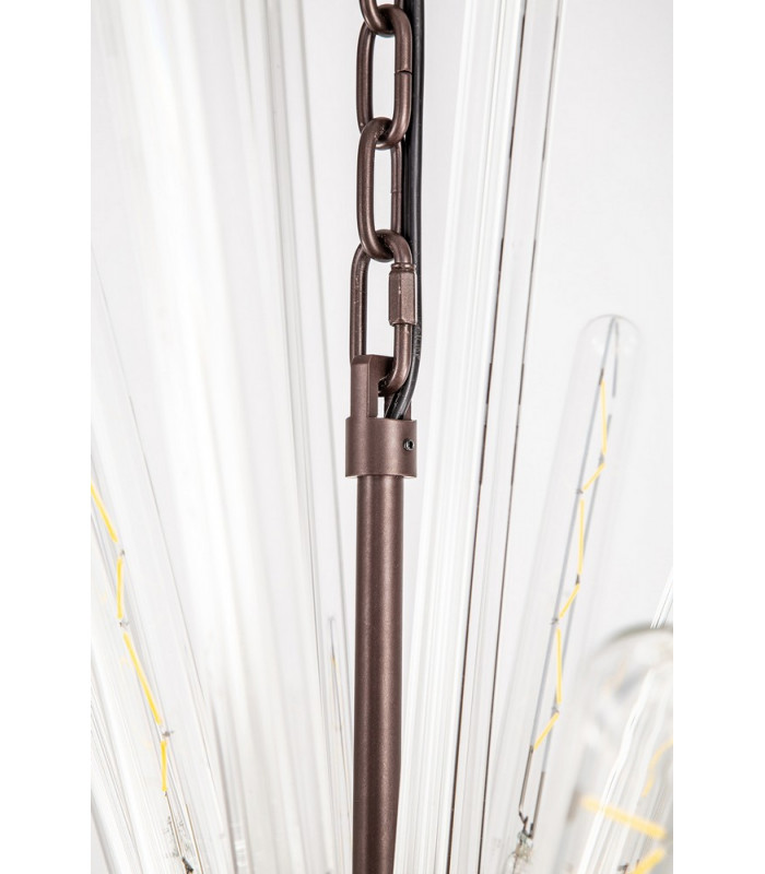 10 Light E14 Round Pendant Brown Oxide  Clear Glass-5