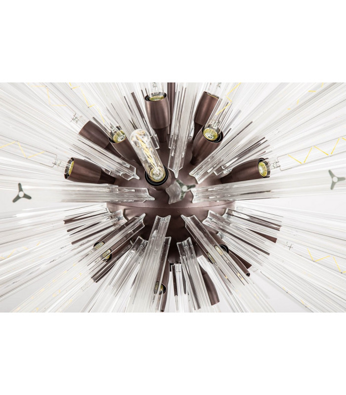10 Light E14 Round Pendant Brown Oxide  Clear Glass-6