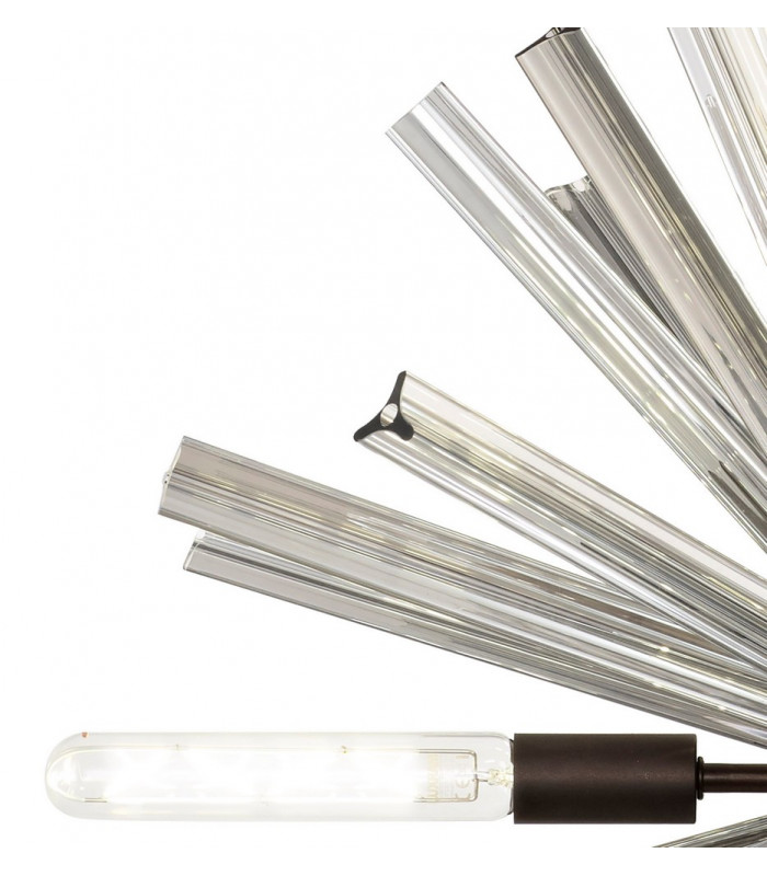 10 Light E14 Round Pendant Brown Oxide  Smoke Glass-5
