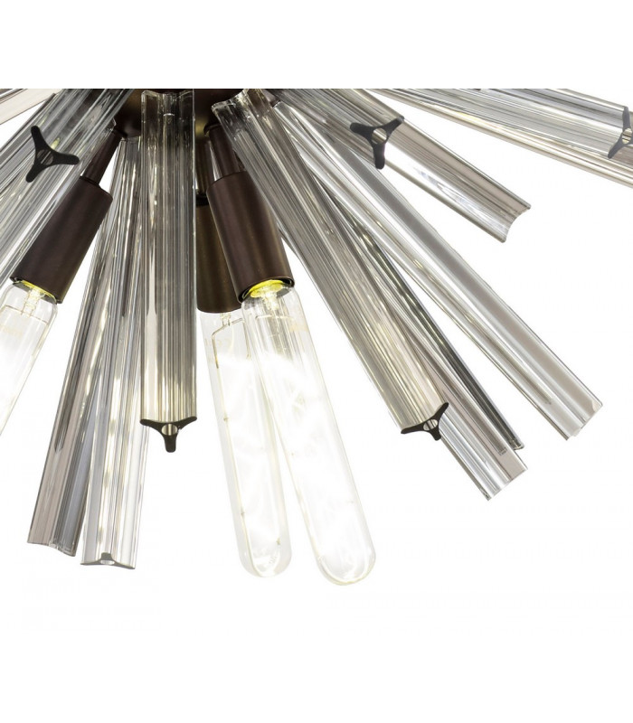 10 Light E14 Round Pendant Brown Oxide  Smoke Glass-7