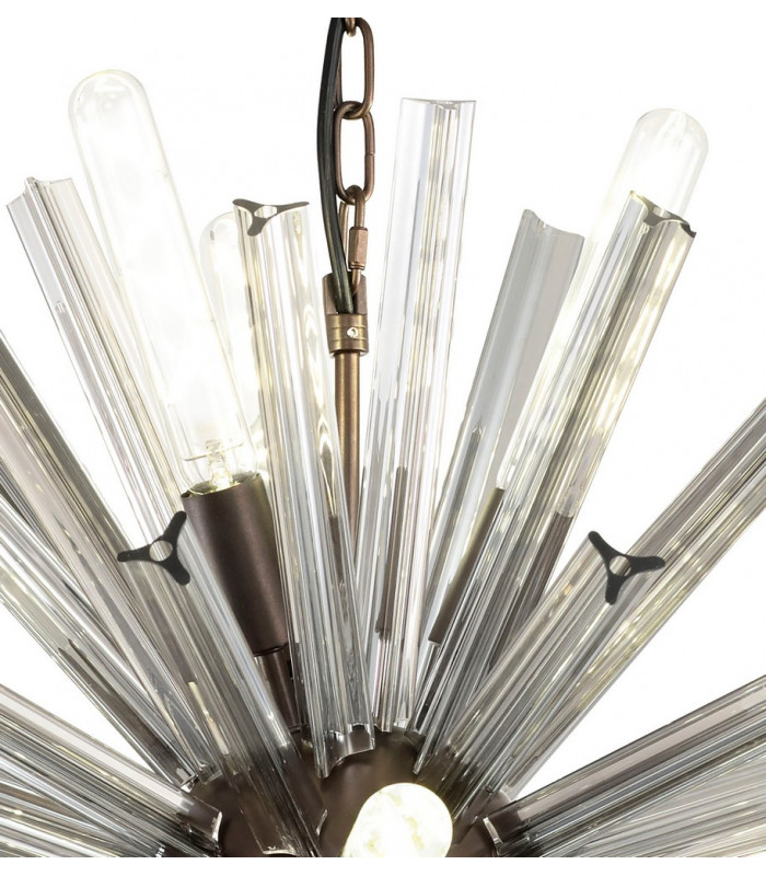 10 Light E14 Round Pendant Brown Oxide  Smoke Glass-8