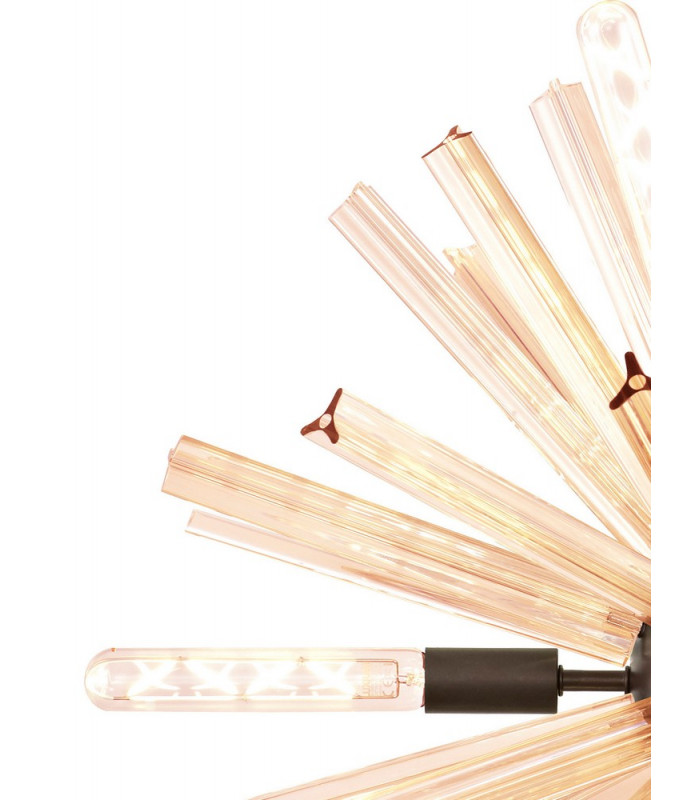 10 Light E14 Round Pendant Brown Oxide  Champagne Gold Glass-5