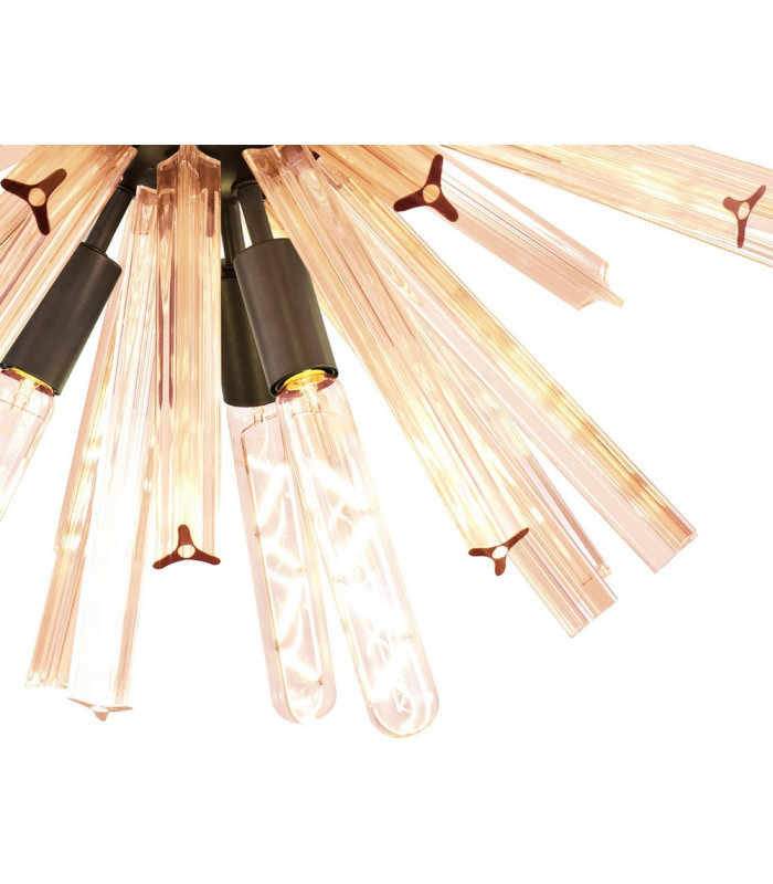 10 Light E14 Round Pendant Brown Oxide  Champagne Gold Glass-7