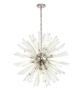 16 Light E27 Round Pendant Polished Nickel  Clear Glass-1