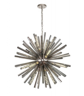 16 Light E27 Round Pendant Polished Nickel  Smoke Glass-1
