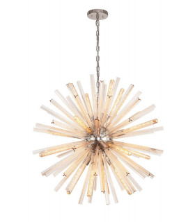 16 Light E27 Round Pendant Polished Nickel  Champagne Gold Glass-1