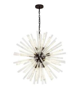 16 Light E27 Round Pendant Brown Oxide  Clear Glass-1