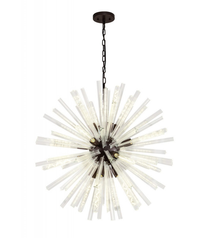 16 Light E27 Round Pendant Brown Oxide  Clear Glass-1