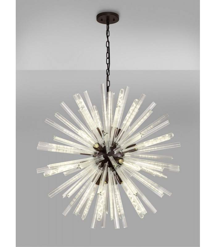 16 Light E27 Round Pendant Brown Oxide  Clear Glass-3