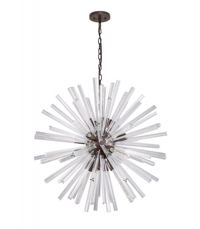 16 Light E27 Round Pendant Brown Oxide  Clear Glass-4