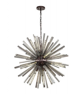 16 Light E27 Round Pendant Brown Oxide  Smoke Glass-1