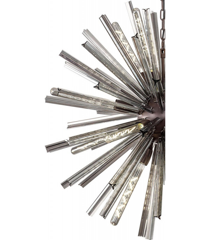 16 Light E27 Round Pendant Brown Oxide  Smoke Glass-5