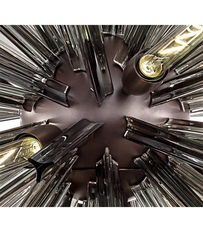16 Light E27 Round Pendant Brown Oxide  Smoke Glass-6