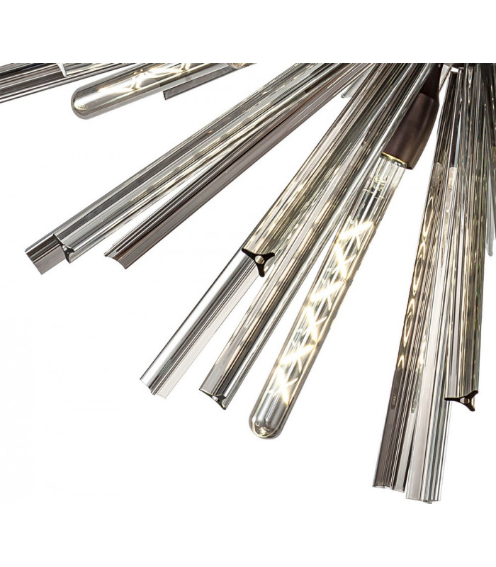 16 Light E27 Round Pendant Brown Oxide  Smoke Glass-7