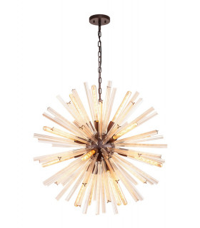 16 Light E27 Round Pendant Brown Oxide  Champagne Gold Glass-1