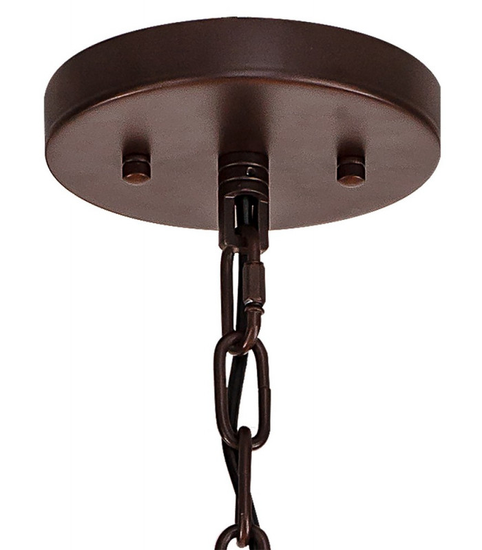 16 Light E27 Round Pendant Brown Oxide  Champagne Gold Glass-8