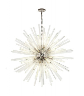 32 Light E27 Round Pendant Polished Nickel  Clear Glass-1