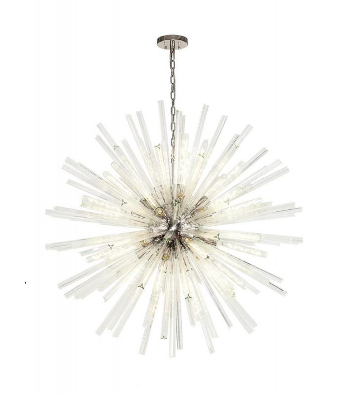 32 Light E27 Round Pendant Polished Nickel  Clear Glass-1