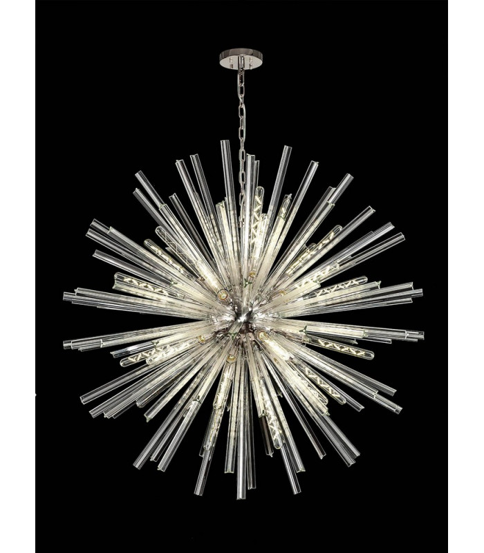 32 Light E27 Round Pendant Polished Nickel  Clear Glass-3