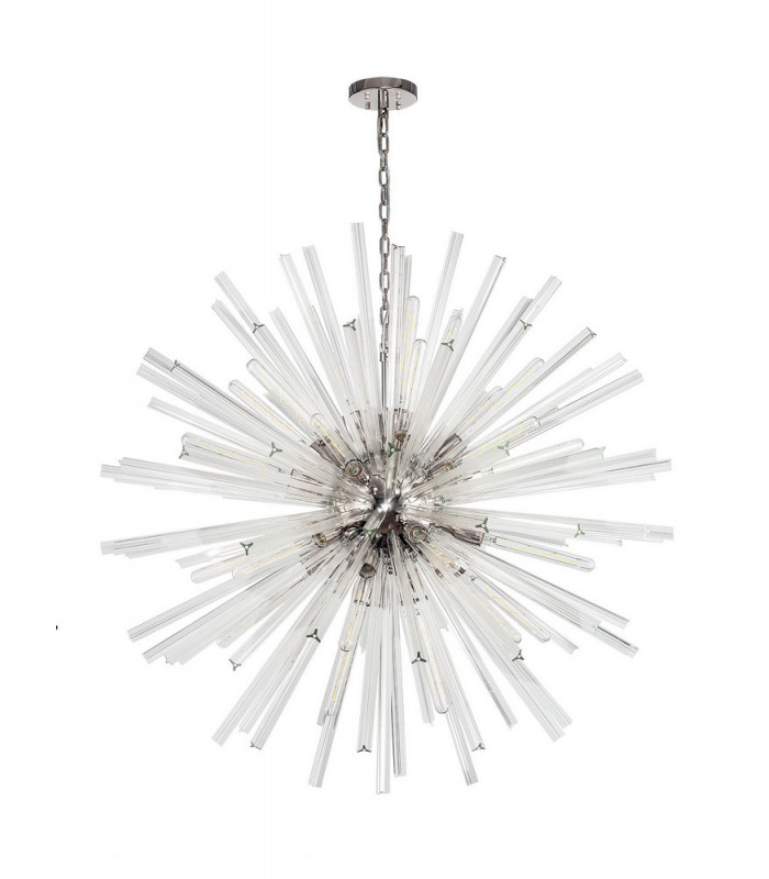 32 Light E27 Round Pendant Polished Nickel  Clear Glass-4