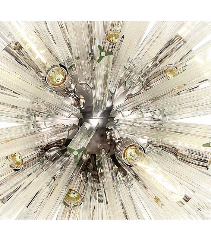 32 Light E27 Round Pendant Polished Nickel  Clear Glass-6