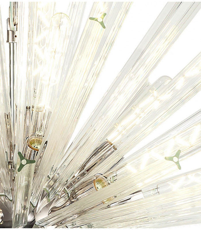 32 Light E27 Round Pendant Polished Nickel  Clear Glass-7