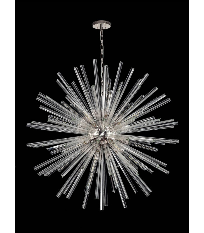 32 Light E27 Round Pendant Polished Nickel  Clear Glass-9