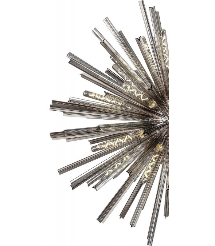 32 Light E27 Round Pendant Polished Nickel  Smoke Glass-5