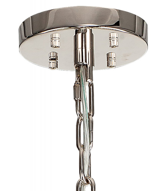 32 Light E27 Round Pendant Polished Nickel  Smoke Glass-8