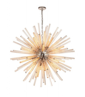 32 Light E27 Round Pendant Polished Nickel  Champagne Glass-1