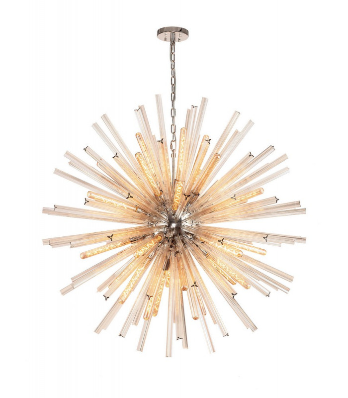 32 Light E27 Round Pendant Polished Nickel  Champagne Glass-1