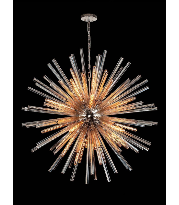 32 Light E27 Round Pendant Polished Nickel  Champagne Glass-3