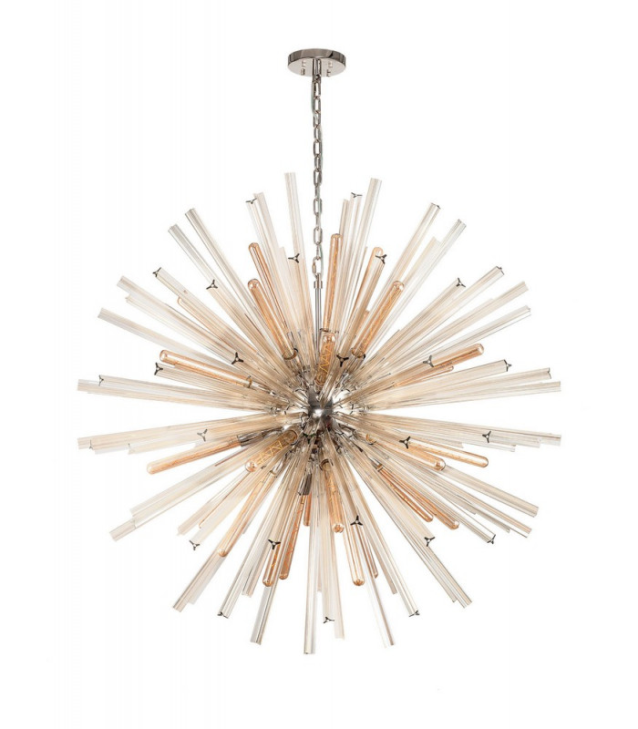 32 Light E27 Round Pendant Polished Nickel  Champagne Glass-4