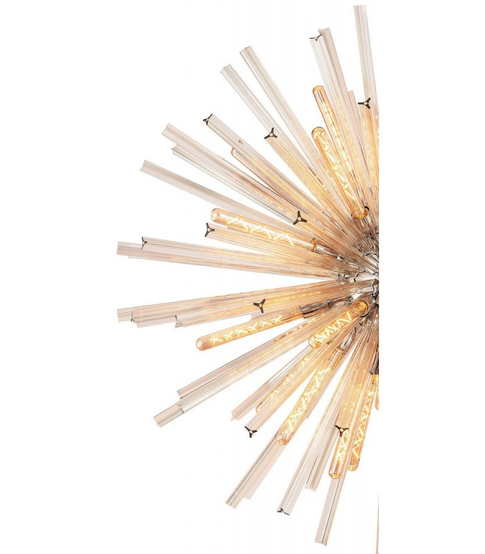 32 Light E27 Round Pendant Polished Nickel  Champagne Glass-5