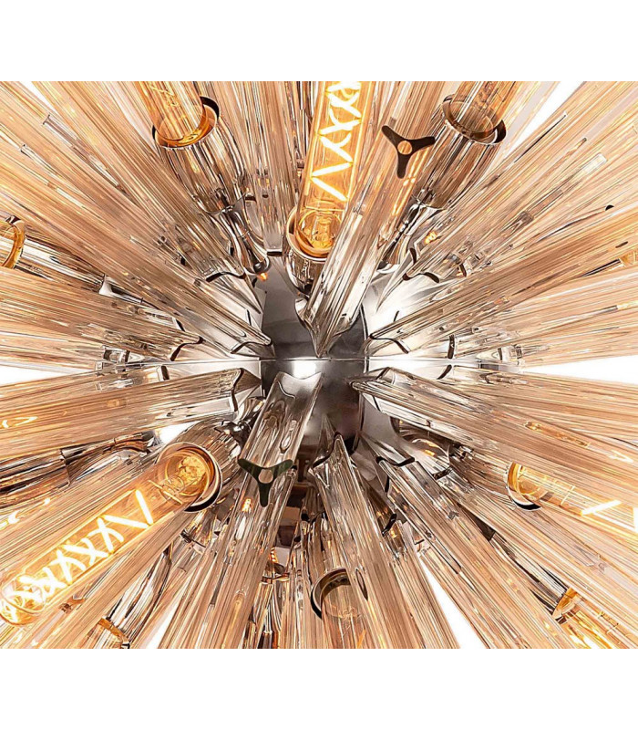 32 Light E27 Round Pendant Polished Nickel  Champagne Glass-6