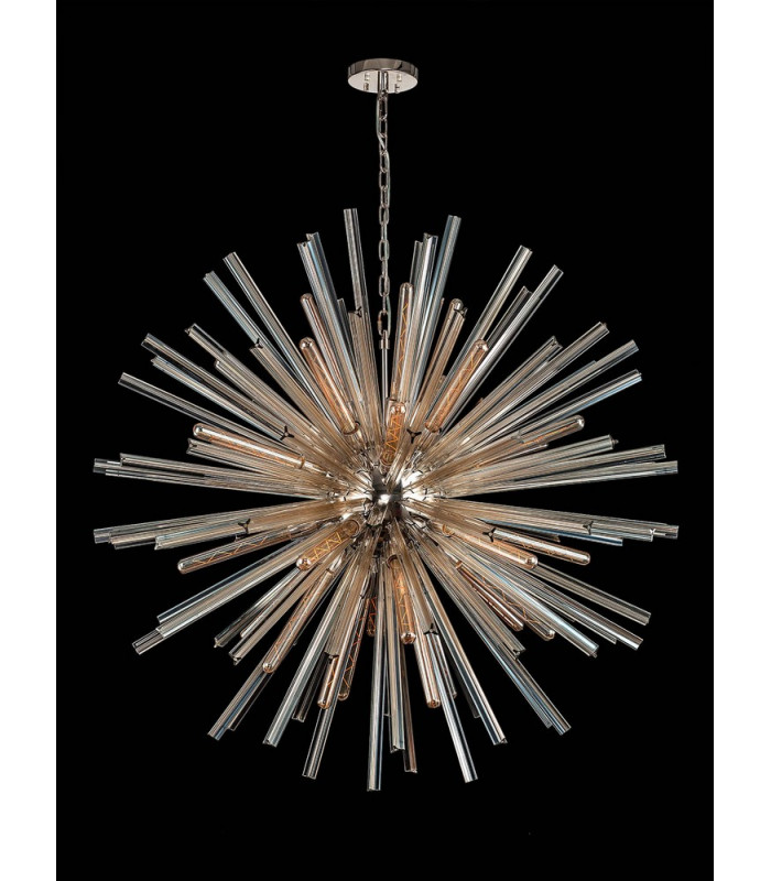 32 Light E27 Round Pendant Polished Nickel  Champagne Glass-9