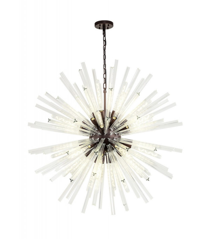 32 Light E27 Round Pendant Brown Oxide  Clear Glass-1